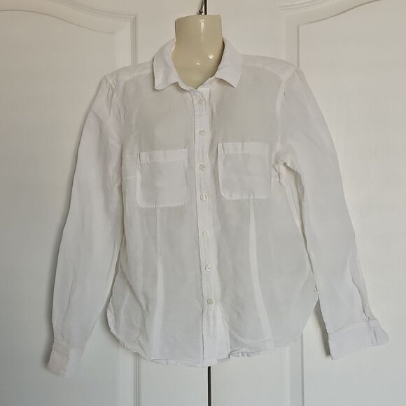 Banana Republic Women's Button-Down Long Sleeves Shirt White Small Petite - Picture 1 of 16
